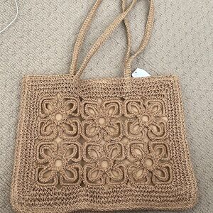 Elegant Tan Crochet Tote Bag